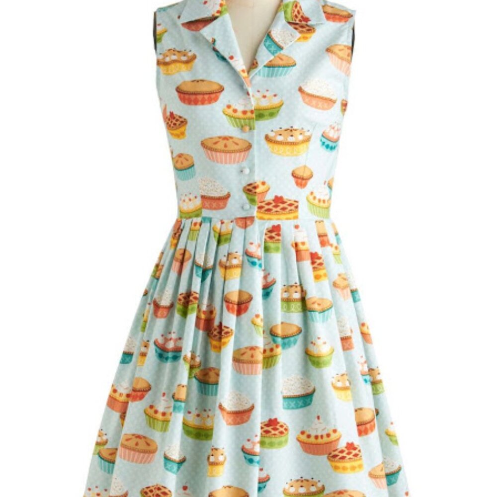 Modcloth Light Blue Cupcake Print Midi Dress